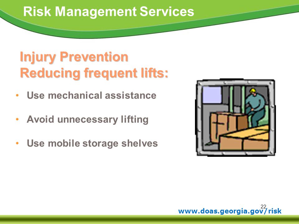 Injury Prevention Reducing frequent lifts: