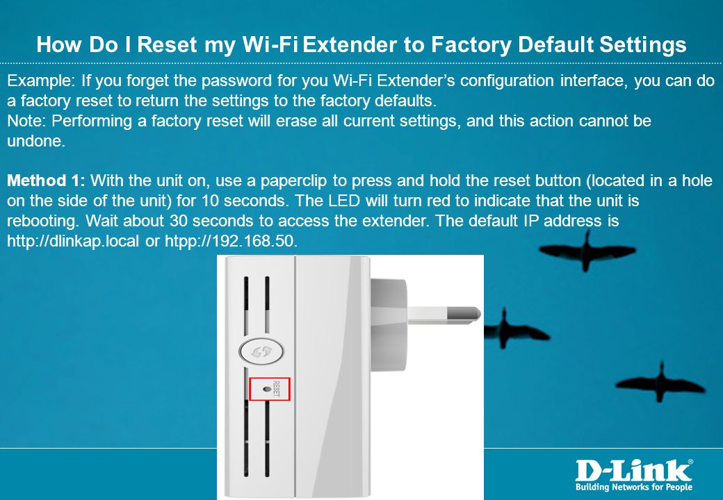 How Do I Reset my Wi-Fi Extender to Factory Default Settings