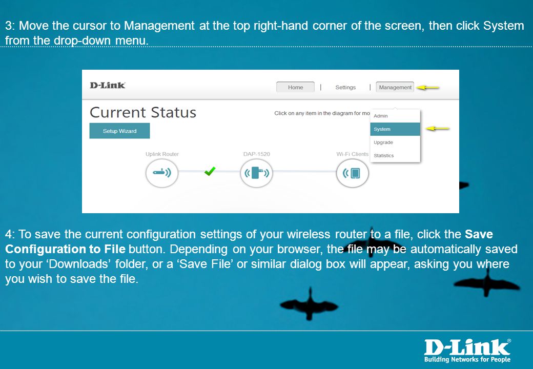3: Move the cursor to Management at the top right-hand corner of the screen, then click System from the drop-down menu.