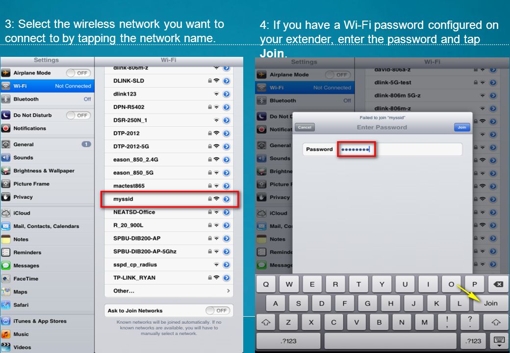3: Select the wireless network you want to connect to by tapping the network name.