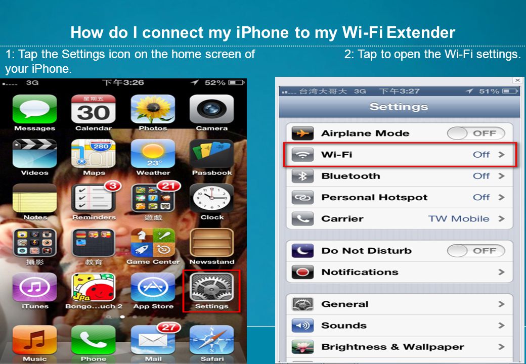 How do I connect my iPhone to my Wi-Fi Extender