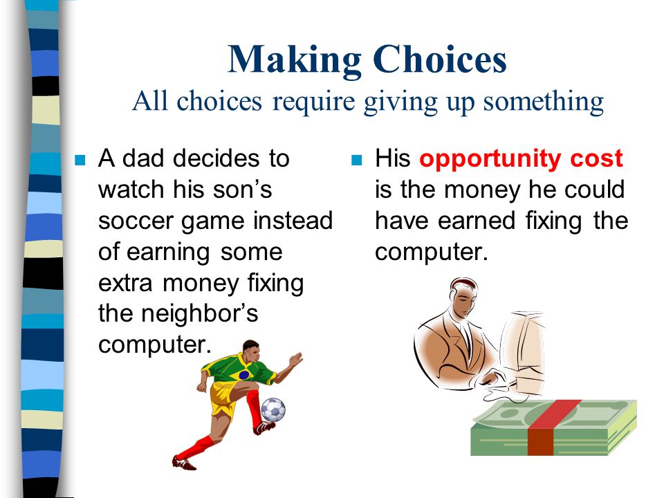 Making Choices All choices require giving up something