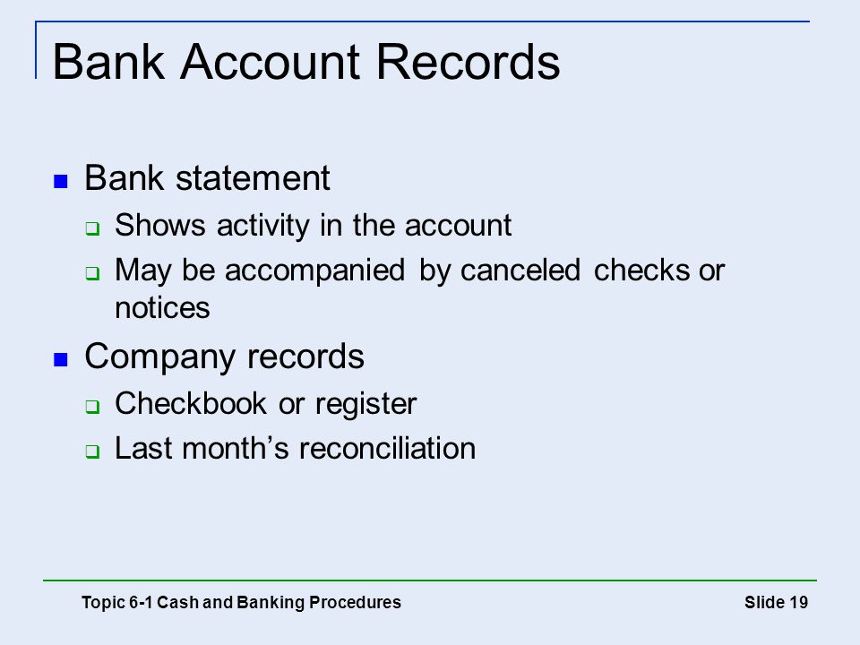Bank Account Records Bank statement Company records