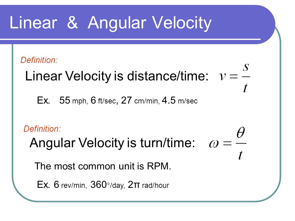 Linear velocity equation