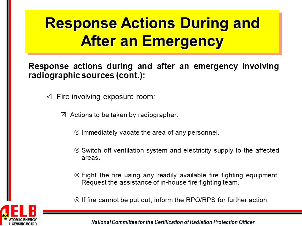 Response Actions During and After an Emergency