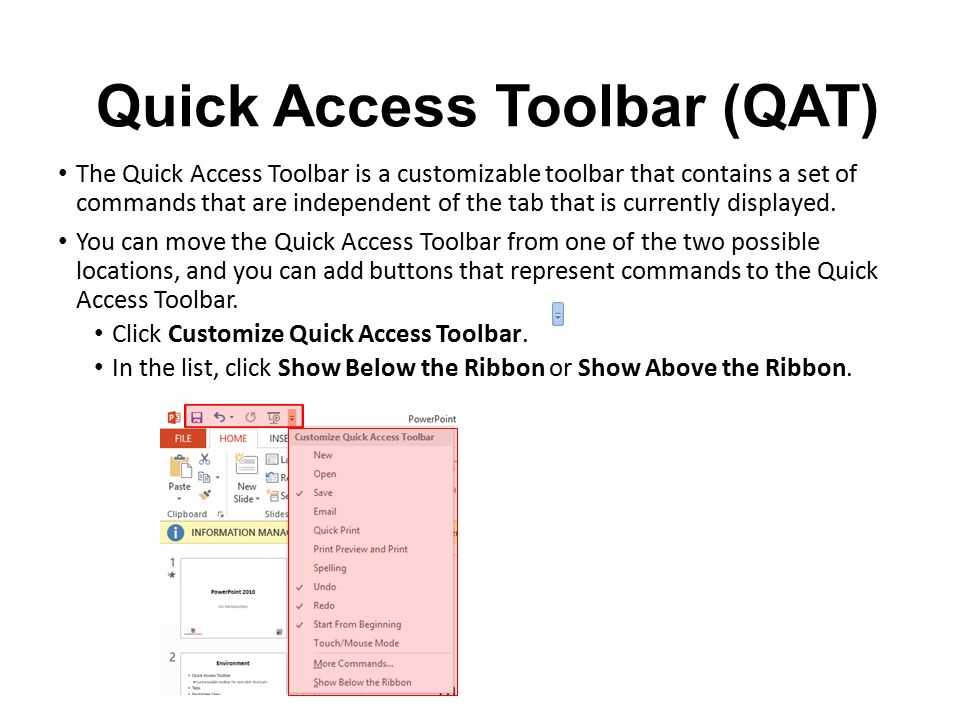 Quick Access Toolbar (QAT)