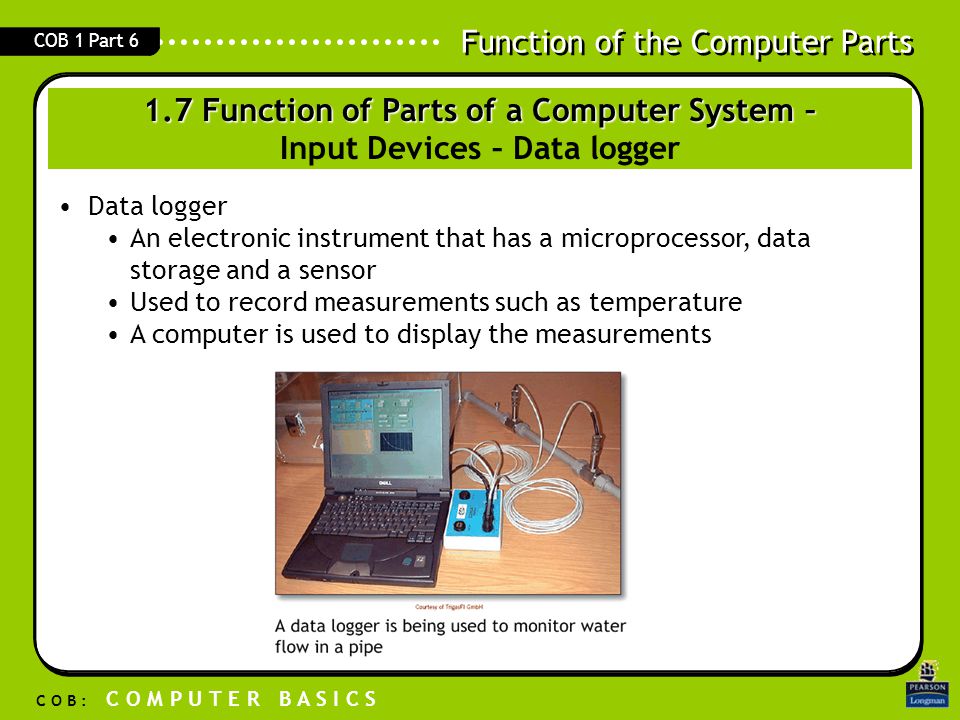 1.7 Function of Parts of a Computer System – Input Devices – Data logger