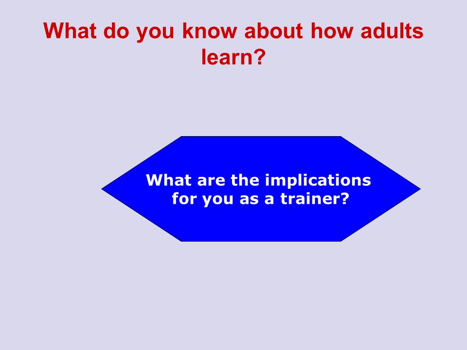 What do you know about how adults learn