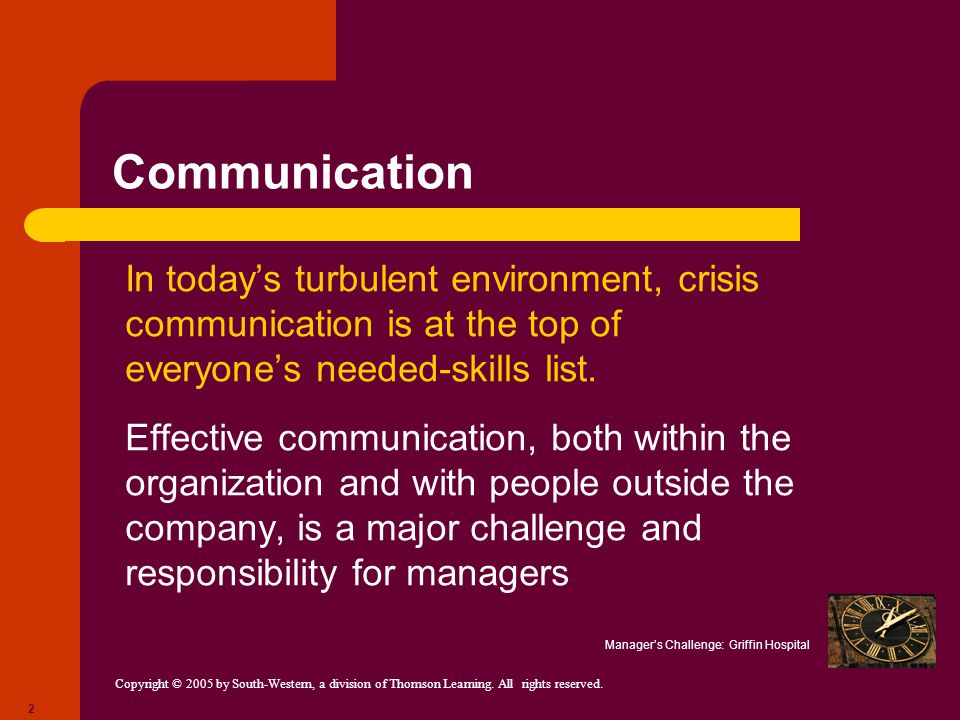 Communication In today’s turbulent environment, crisis communication is at the top of everyone’s needed-skills list.