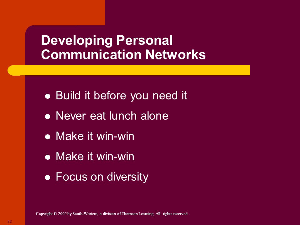 Developing Personal Communication Networks