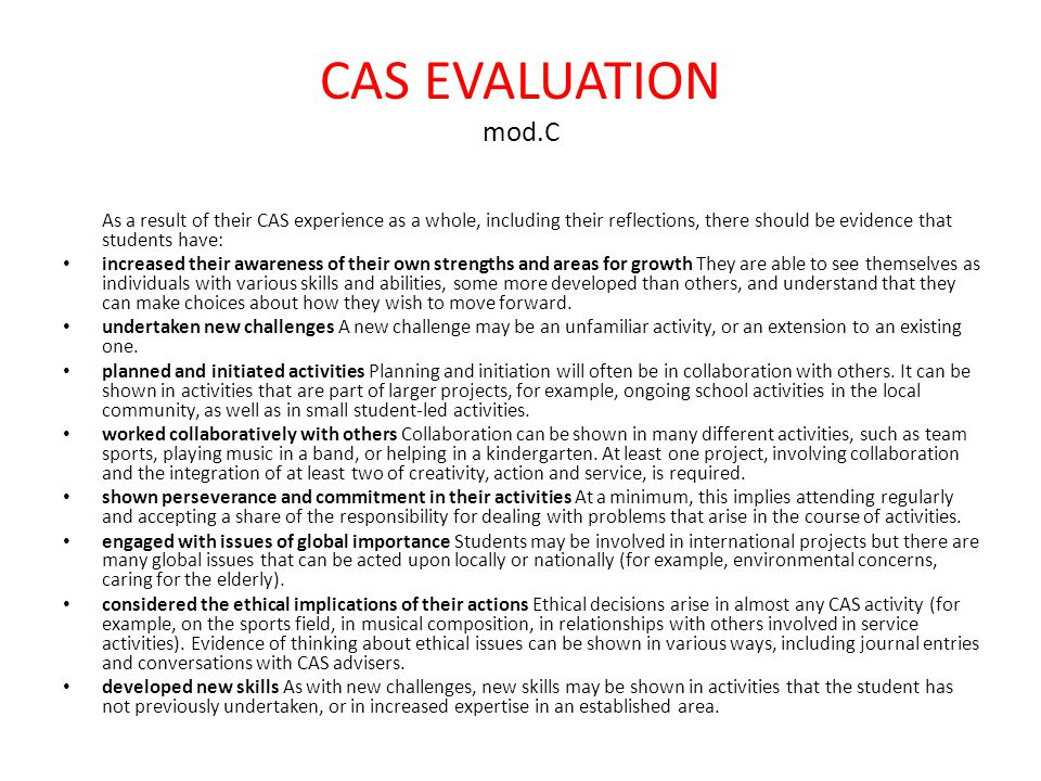 CAS: an experiential learning - ppt video online download