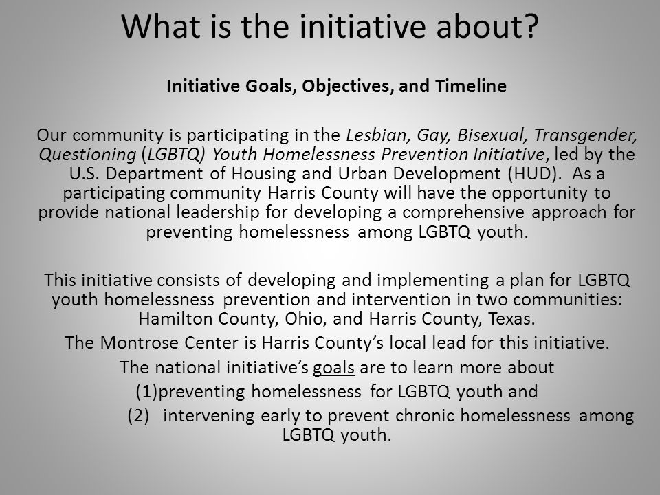 What is the initiative about