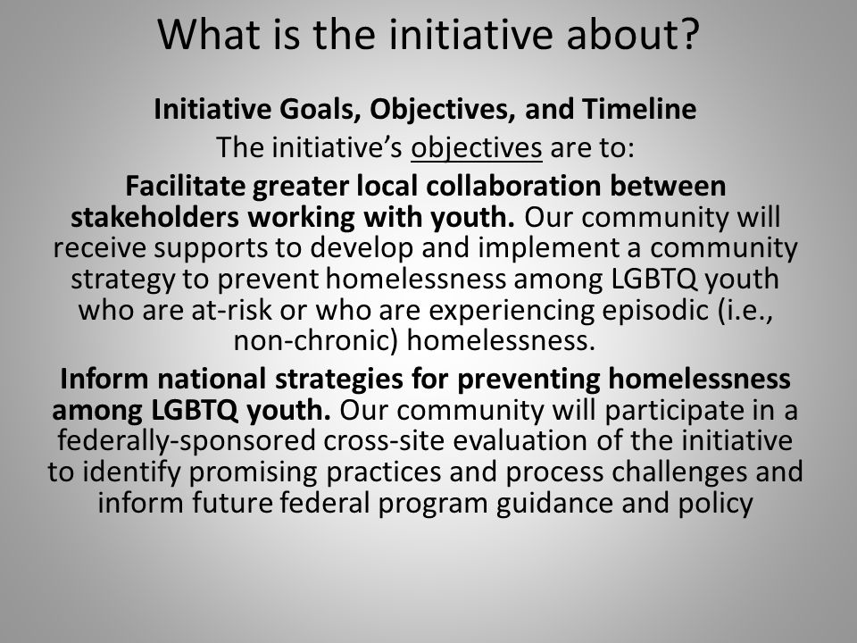 What is the initiative about
