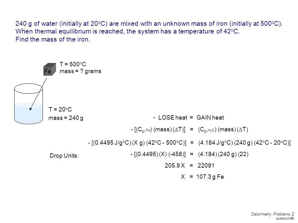 Find the mass of the iron.
