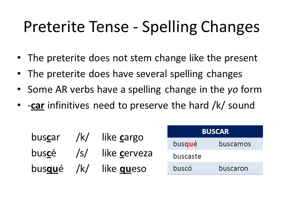 Preterite Tense - Spelling Changes