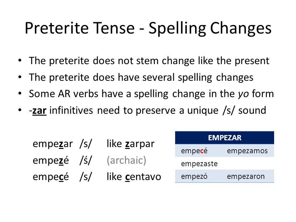 Preterite Tense - Spelling Changes