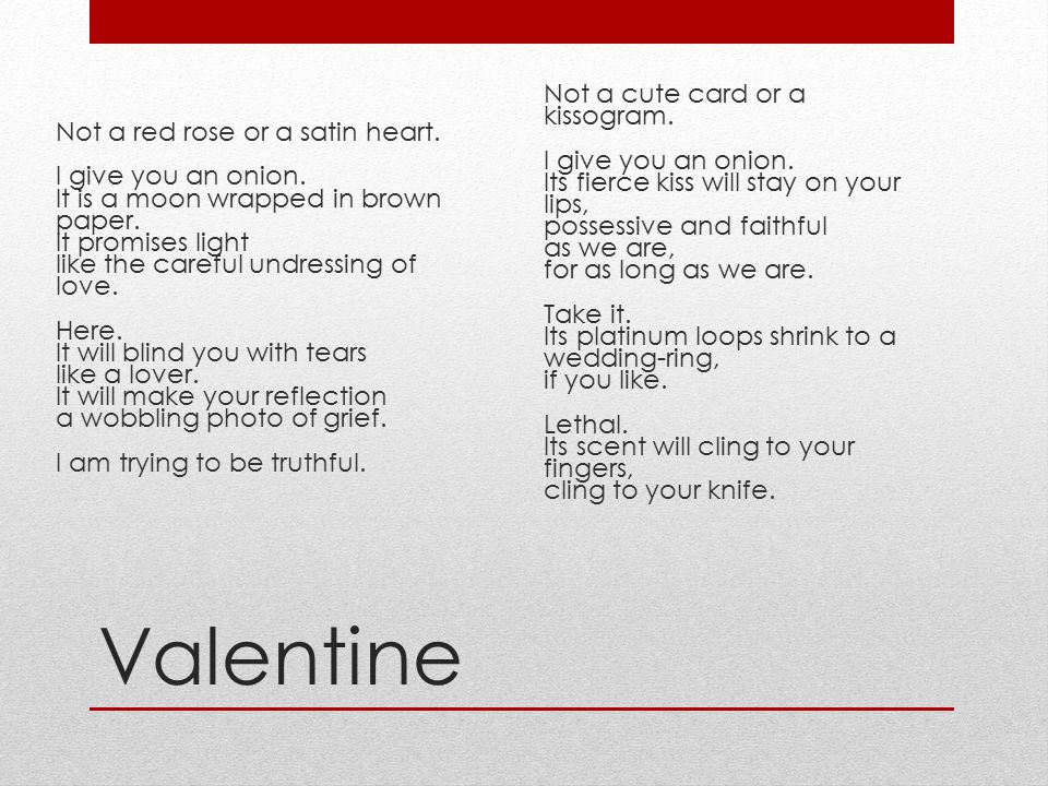 Valentine By Carol Ann Duffy. - ppt video online download