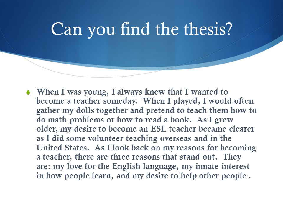 how to find a thesis statement in a book