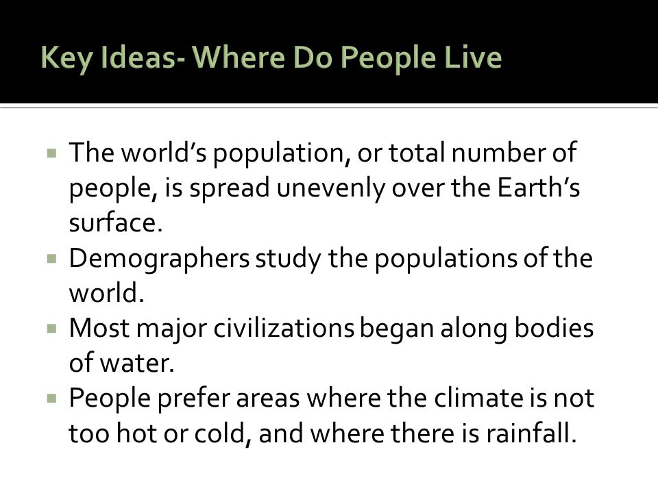 Key Ideas- Where Do People Live