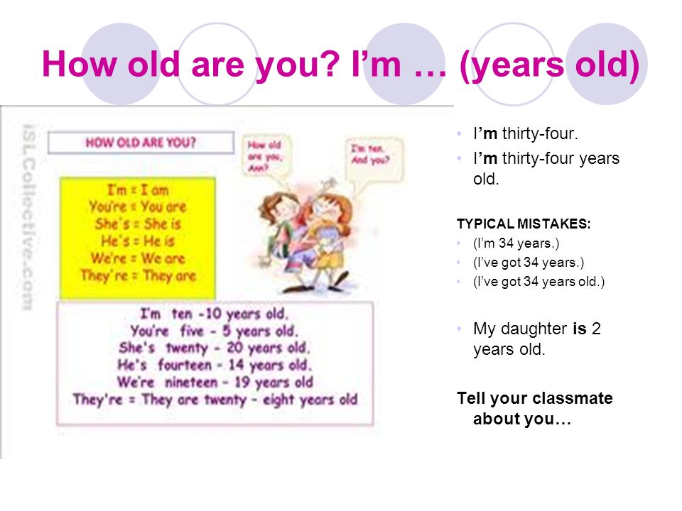 How old are you I’m … (years old)