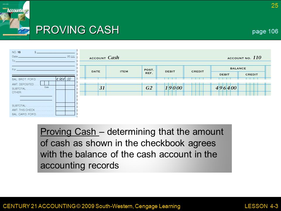 PROVING CASH page 106.