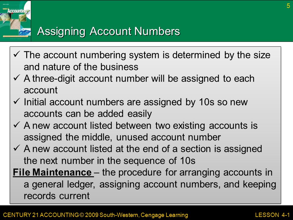 Assigning Account Numbers