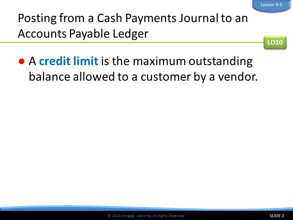 Posting from a Cash Payments Journal to an Accounts Payable Ledger