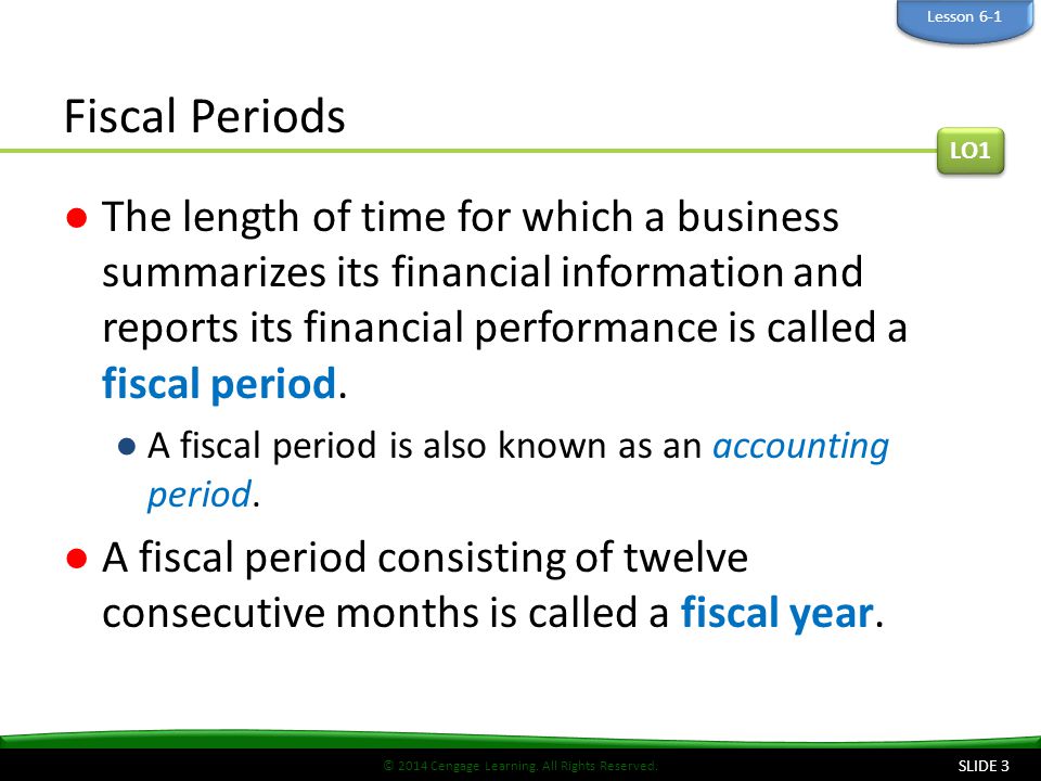 Lesson 6-1 Fiscal Periods. LO1.