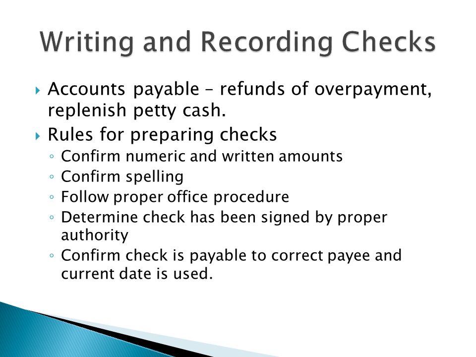 Writing and Recording Checks