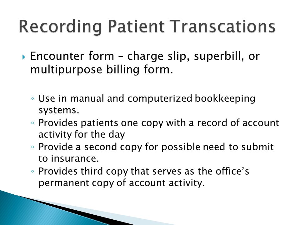 Recording Patient Transcations