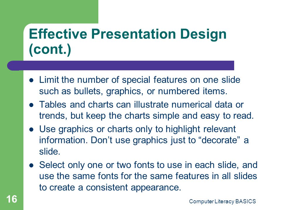 Effective Presentation Design (cont.)