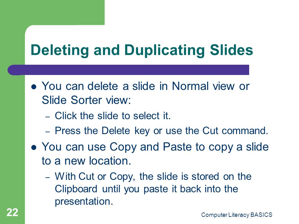 Deleting and Duplicating Slides