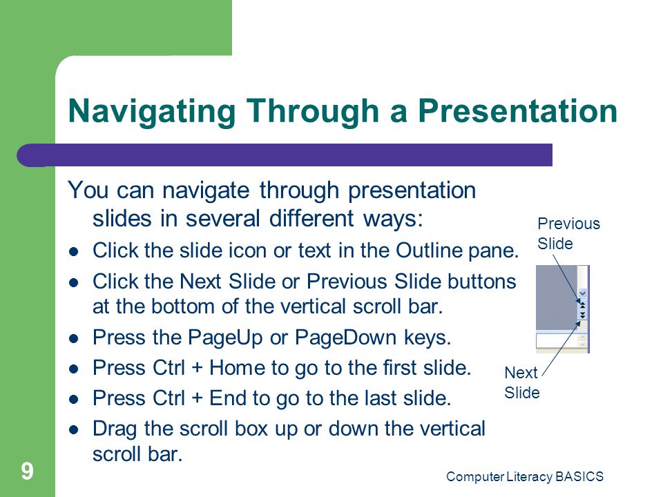 Navigating Through a Presentation