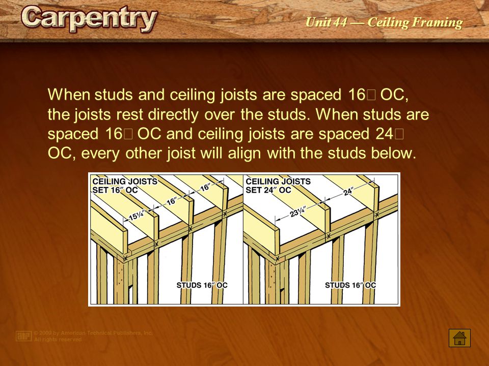 Unit 44 Ceiling Framing Ceiling Joists Laying Out Ceiling Frames
