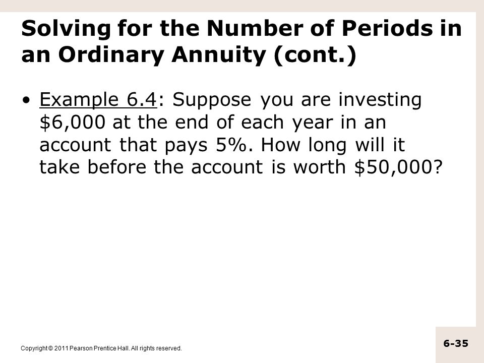 Solving for the Number of Periods in an Ordinary Annuity (cont.)