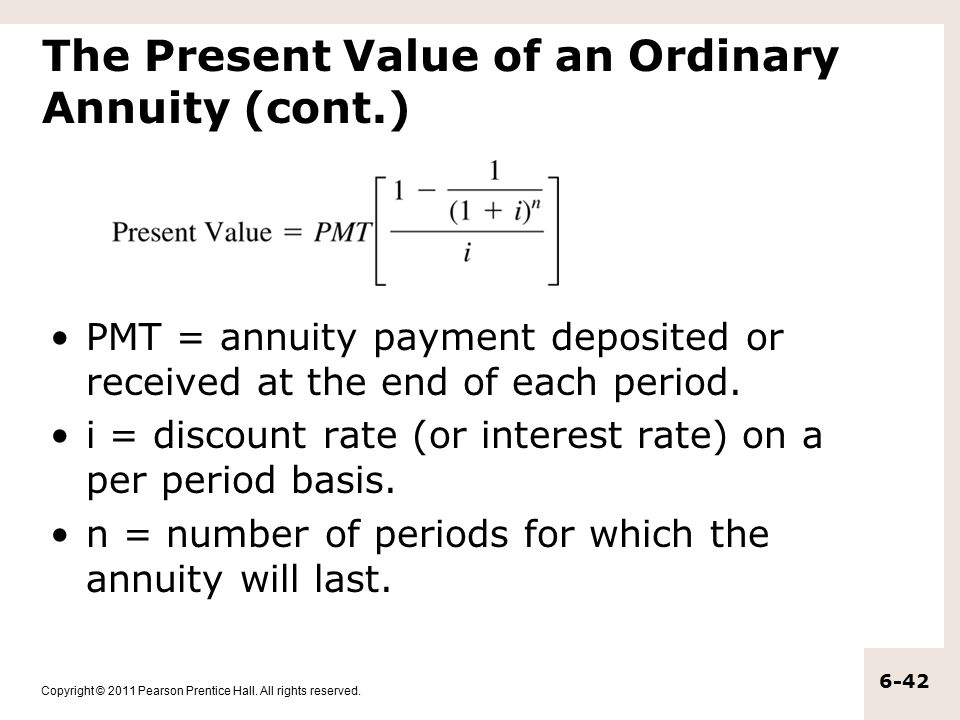 The Present Value of an Ordinary Annuity (cont.)
