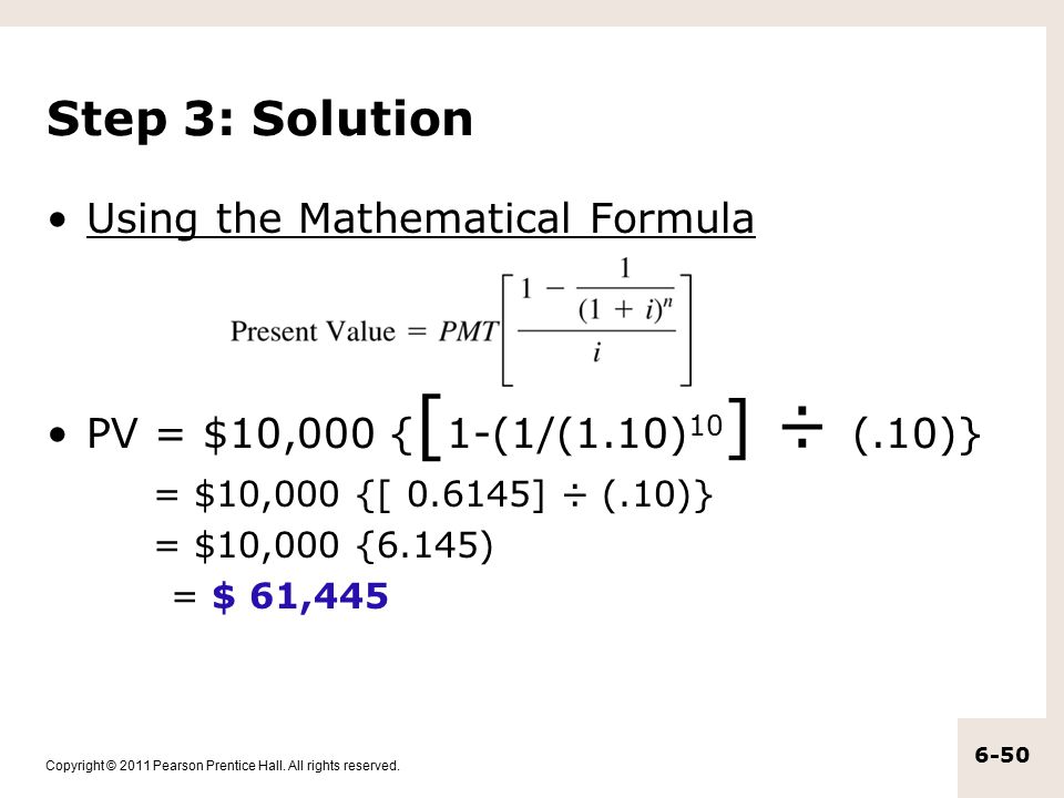 Step 3: Solution Using the Mathematical Formula