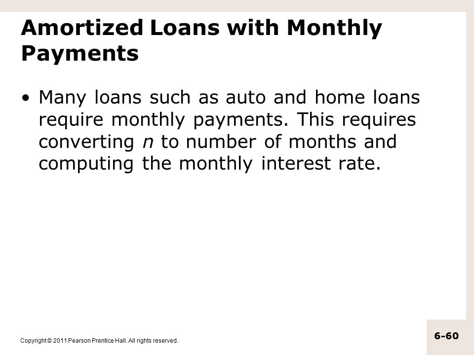 Amortized Loans with Monthly Payments