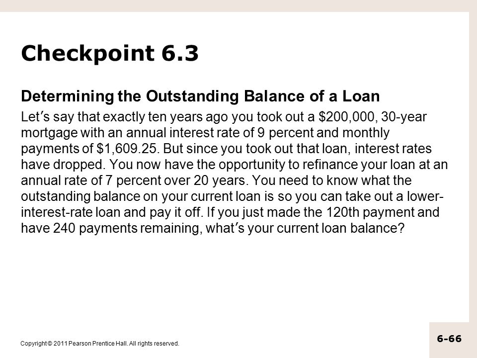 Checkpoint 6.3 Determining the Outstanding Balance of a Loan