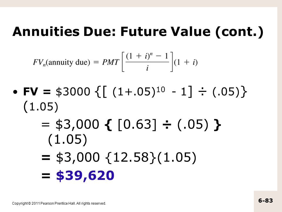 Annuities Due: Future Value (cont.)