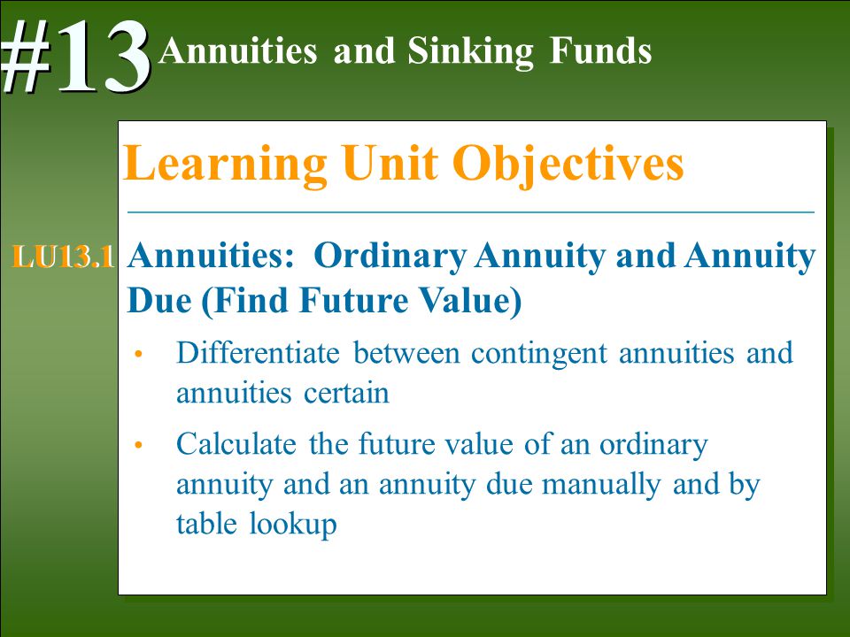 Annuities And Sinking Funds Ppt Download