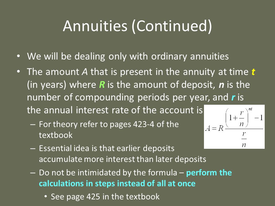 Annuities (Continued)