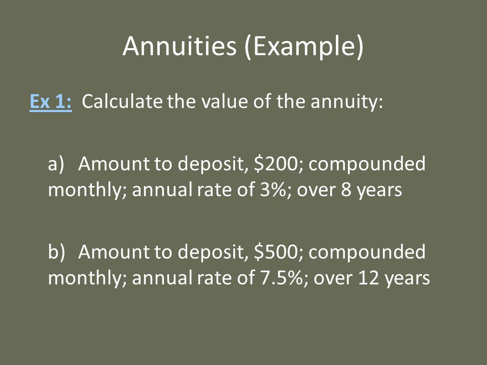 Annuities (Example)