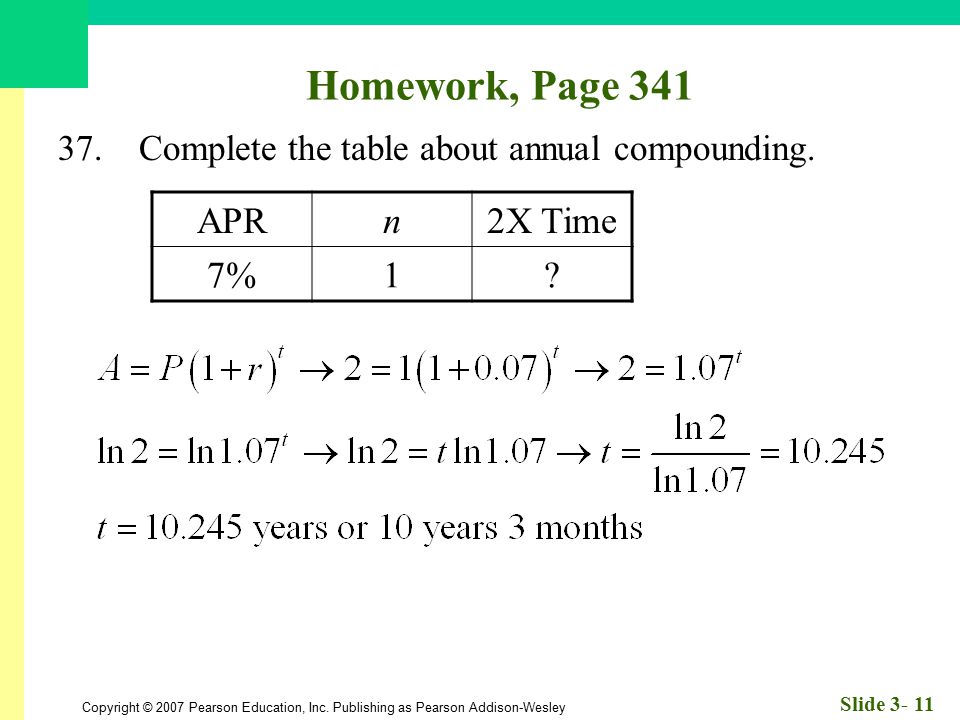 Homework, Page 341 APR n 2X Time 7% 1