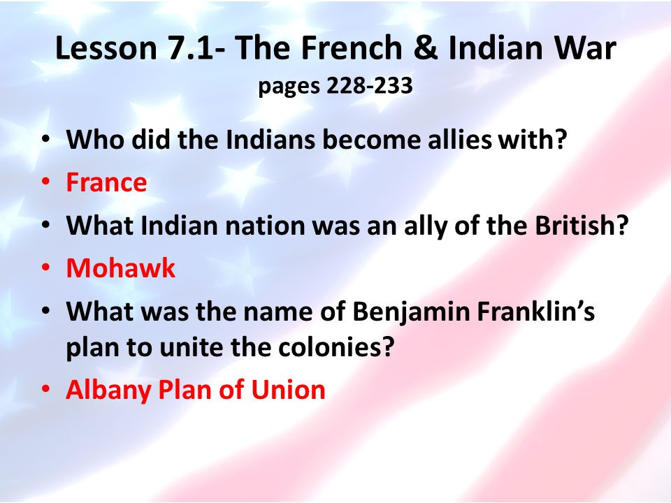 Lesson 7.1- The French & Indian War pages