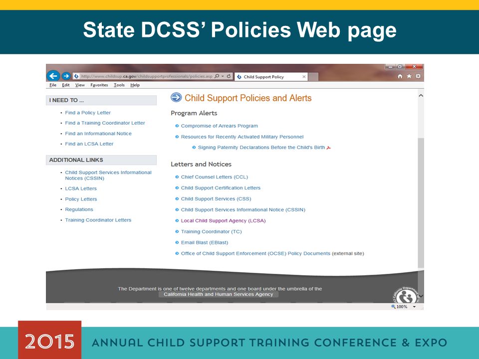 State DCSS’ Policies Web page