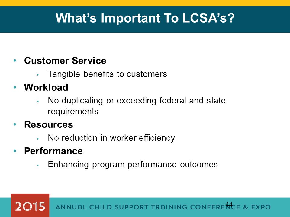 What’s Important To LCSA’s