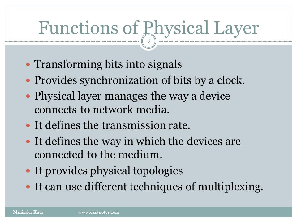 Functions of Physical Layer