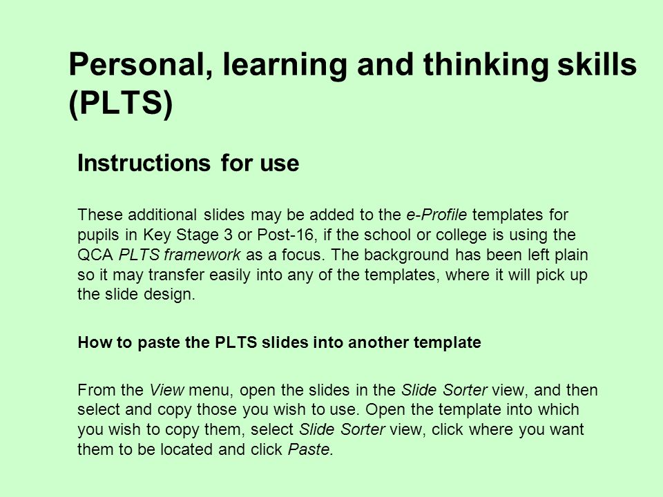 Personal, learning and thinking skills (PLTS)
