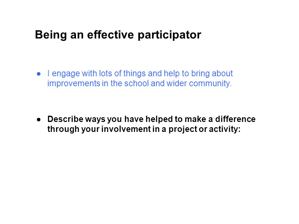 Being an effective participator